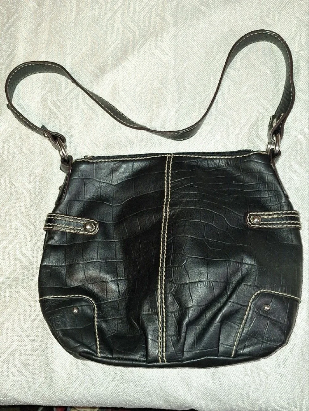 CLARKS Black Croc-Embossed Shoulder Bag
